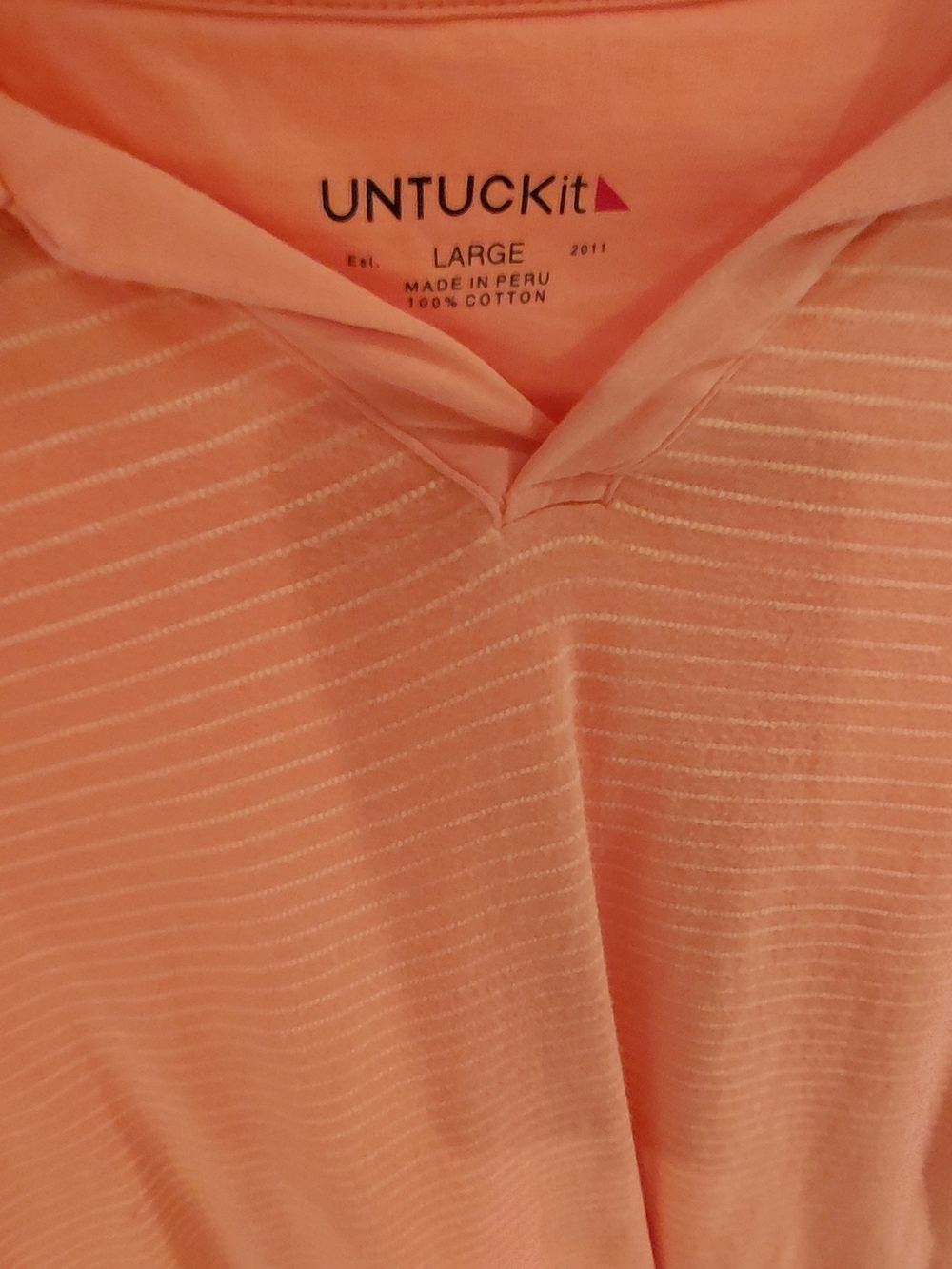 UNTUCKit Peach Stripe Polo Shirt